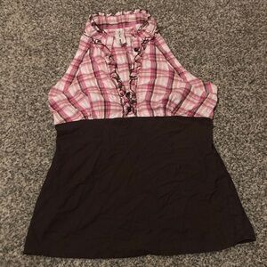 Heart Soul Pink Plaid Top